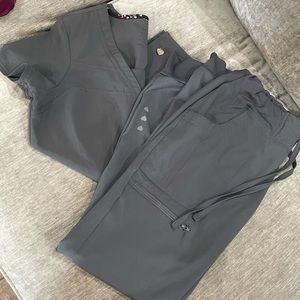 Heart soul pewter colored jogger scrubs